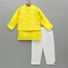 New Yellow Ganpati Embroidered Jacket With Matching Kurta And Pyjama BOY Indian Ethnic Wear | Ethnic Sets