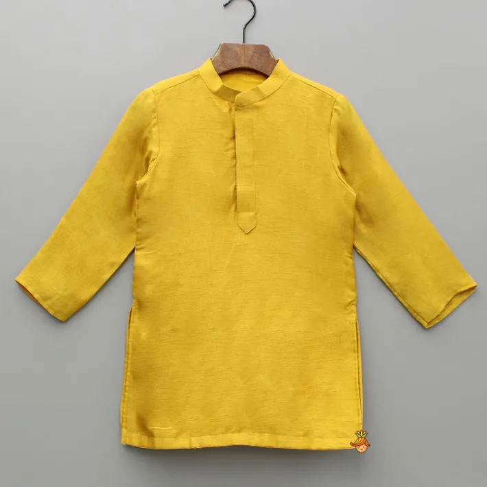 Outlet Yellow Kurta And Floral Printed Embroidered Jacket With Pyjama BOY Twinning Sets | Indian Ethnic Wear