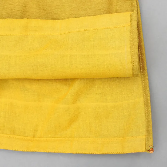 Outlet Yellow Kurta And Floral Printed Embroidered Jacket With Pyjama BOY Twinning Sets | Indian Ethnic Wear