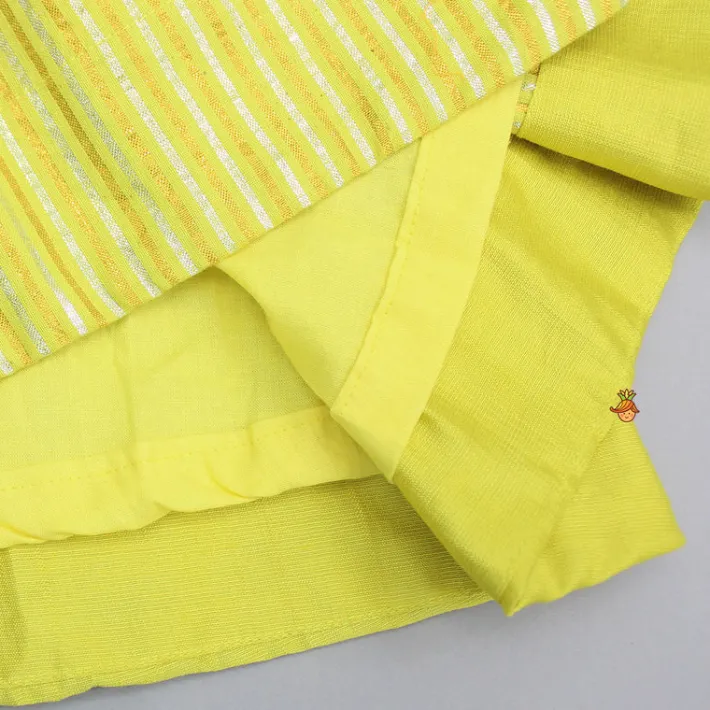 New Yellow Kurti With Gota Lace Detailing And Pant With Matching Dupatta Ethnic Wear | Churidars & Salwars