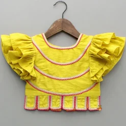 Sale Yellow Lace Detailed Top And Lehenga With Dupatta Ethnic Wear | Lehengas & Ghagras