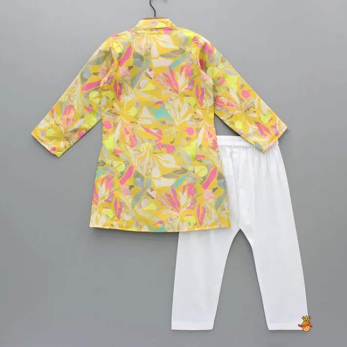 Outlet Yellow Multicolour Printed Kurta And Pyjama BOY Twinning Sets | Indian Ethnic Wear