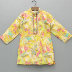 Outlet Yellow Multicolour Printed Kurta And Pyjama BOY Twinning Sets | Indian Ethnic Wear
