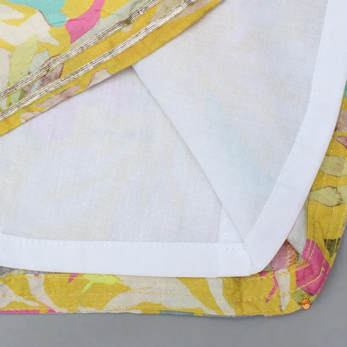Clearance Yellow Multicoloured Printed Kurti And Salwar With Dupatta Twinning Sets | Ethnic Wear