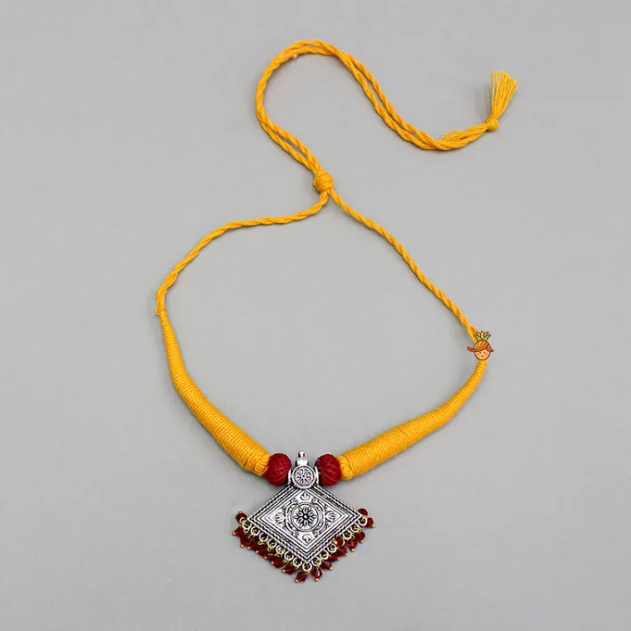 Hot Yellow Necklace With Beautiful Embellished Pendant Jewellery