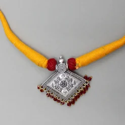 Hot Yellow Necklace With Beautiful Embellished Pendant Jewellery