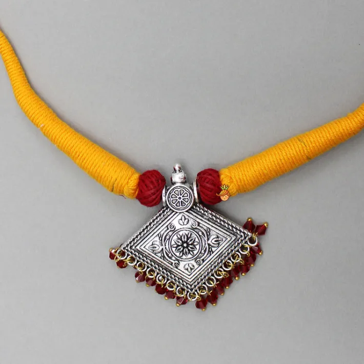 Hot Yellow Necklace With Beautiful Embellished Pendant Jewellery