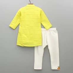 Clearance Yellow Pintuck Detailed Kurta And Pyjama BOY Indian Ethnic Wear | Ethnic Sets