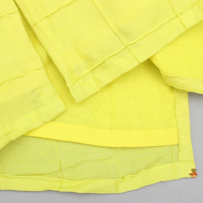 Clearance Yellow Pintuck Detailed Kurta And Pyjama BOY Indian Ethnic Wear | Ethnic Sets