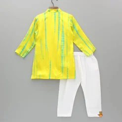 Fashion Yellow Printed Embellished Kurta With Pyjama BOY Indian Ethnic Wear | Ethnic Sets