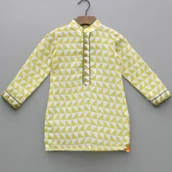Outlet Yellow Printed Kurta And Pyjama BOY Indian Ethnic Wear | Ethnic Sets