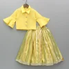 Hot Yellow Shirt Style Top And Multicoloured Colour Blocked Lehenga Ethnic Wear | Lehengas & Ghagras