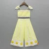 Sale Yellow Strappy Embellished Top And Flared Palazzo Ethnic Wear | Palazzos & Shararas