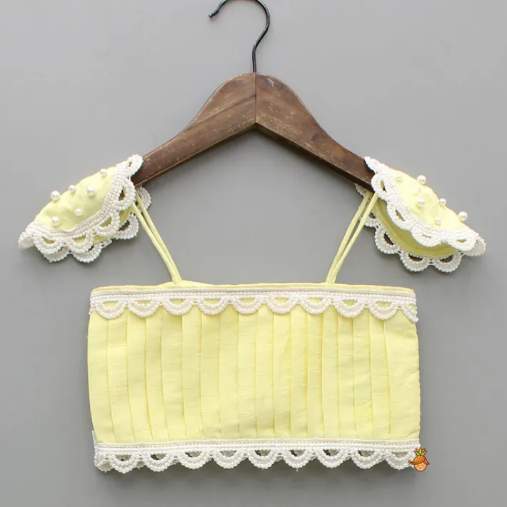 Sale Yellow Strappy Embellished Top And Flared Palazzo Ethnic Wear | Palazzos & Shararas