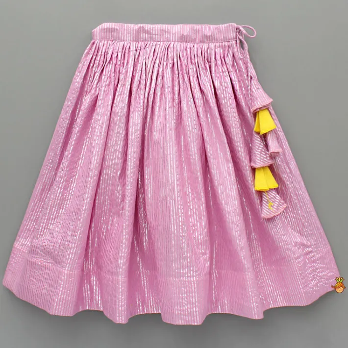 Fashion Yellow Thread Embroidered Crop Top And Pleated Lehenga Ethnic Wear | Lehengas & Ghagras