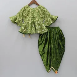 New Zari Brocade Embroidered Peplum Top With Dhoti Ethnic Wear | Dhotis & Patialas