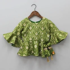 New Zari Brocade Embroidered Peplum Top With Dhoti Ethnic Wear | Dhotis & Patialas