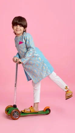 Fashion Zari Brocade Embroidered Stylish Kurta And Pyjama BOY Indian Ethnic Wear | Ethnic Sets