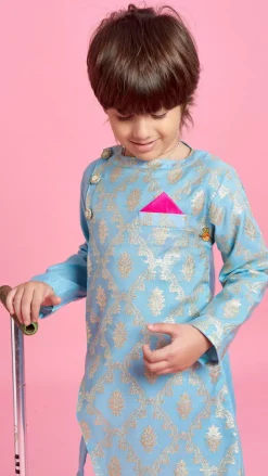 Fashion Zari Brocade Embroidered Stylish Kurta And Pyjama BOY Indian Ethnic Wear | Ethnic Sets