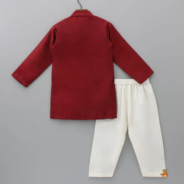 Online Zari Brocade Layered Flap Kurta And Pyjama BOY Indian Ethnic Wear | Ethnic Sets