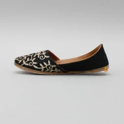 Hot Zari Embroidered Black Suede Jutti BOY Shoes
