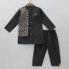 Hot Zari Embroidered Front Open Black Kurta And Pyjama BOY Indian Ethnic Wear | Ethnic Sets