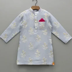 Sale Zari Thread Embroidered Grey Kurta With Dhoti BOY Indian Ethnic Wear | Ethnic Sets