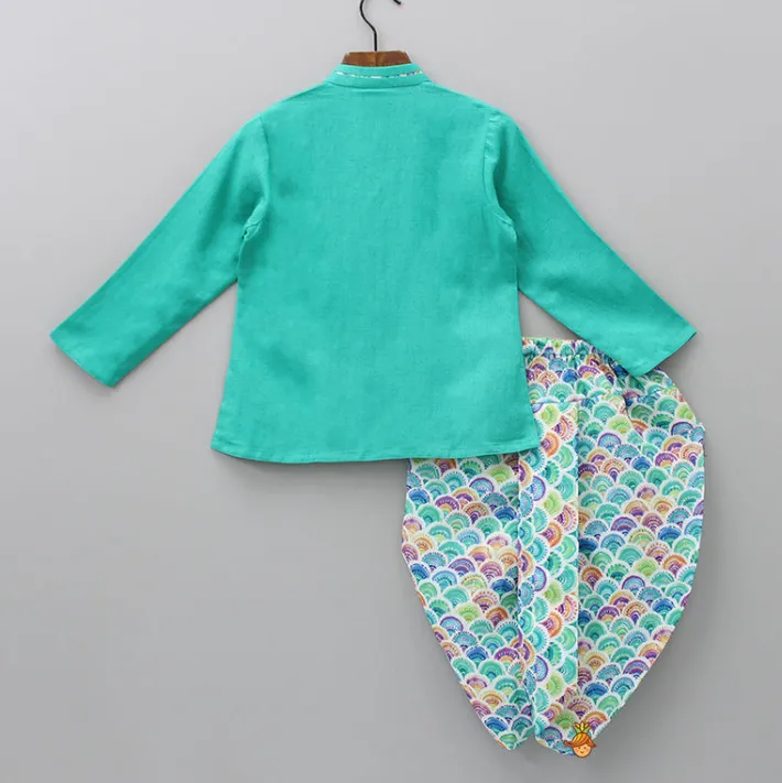 Hot Zari Thread Embroidered Kurta With Colourful Dhoti And Mukut BOY Twinning Sets | Indian Ethnic Wear
