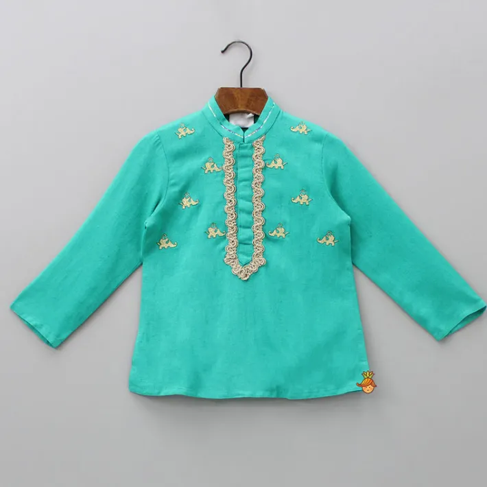 Hot Zari Thread Embroidered Kurta With Colourful Dhoti And Mukut BOY Twinning Sets | Indian Ethnic Wear