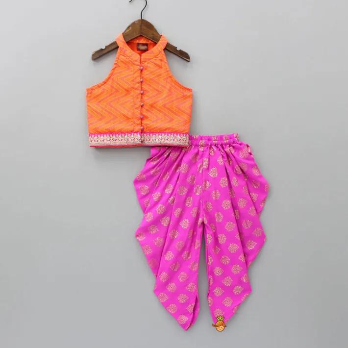 Fashion Zig-Zag Printed Top With Printed Dhoti Ethnic Wear | Dhotis & Patialas